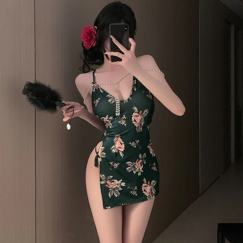 Japanese Print Sexy Lingerie for Women Cheongsam Cosplay Play Costumes Japanese Anime Hip Wrap Skirt Porno Exotic Nightwear Set
Japanese Print Sexy Lingerie for Women Cheongsam Cosplay Play Costumes Japanese Anime Hip Wrap Skirt Porno Exotic Nightwear Set