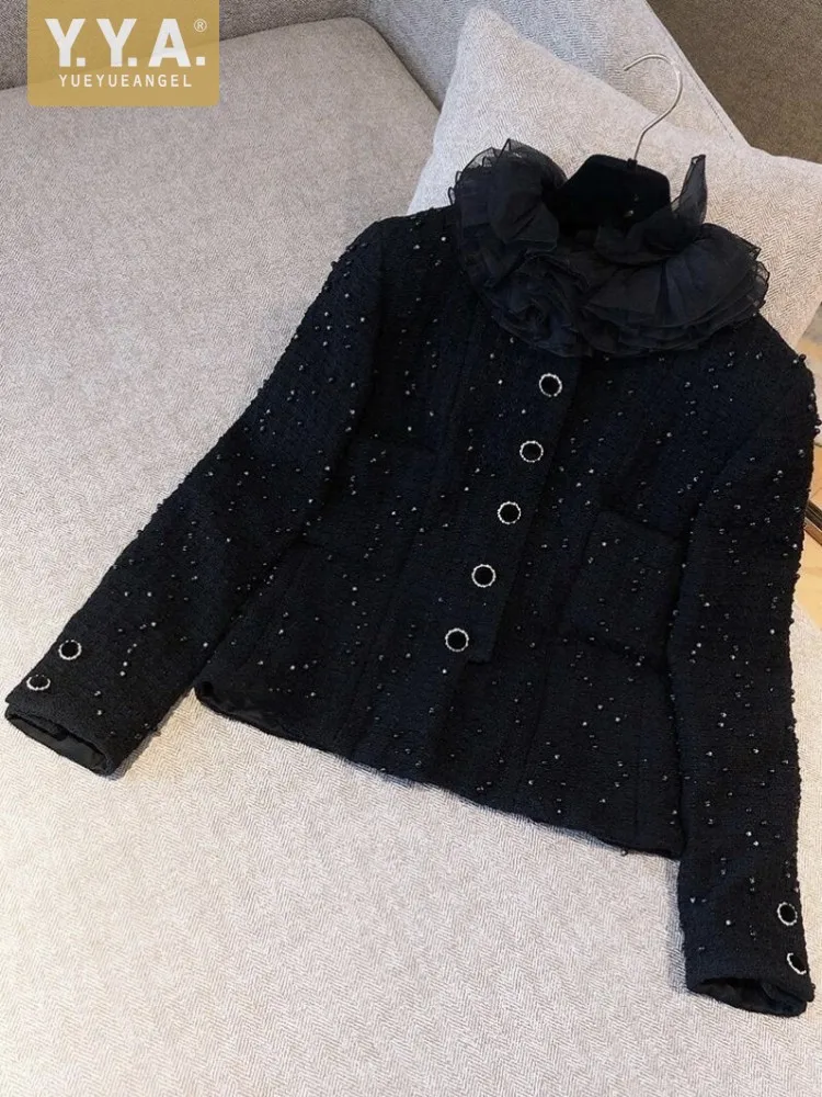 Autumn Winter Ladies Elegant Ruffled Single Breasted Black Jacket Office Casual Outewear Long Sleeve Fashion Women Design Coat
Autumn Winter Ladies Elegant Ruffled Single Breasted Black Jacket Office Casual Outewear Long Sleeve Fashion Women Design Coat