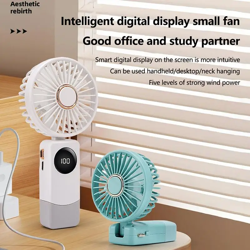 Portable Handheld Personal Rechargeable Fan LED Digital Display 90°Adjustable Rechargeable Fan 5 Speed Wind With Lanyard·
Portable Handheld Personal Rechargeable Fan LED Digital Display 90°Adjustable Rechargeable Fan 5 Speed Wind With Lanyard·