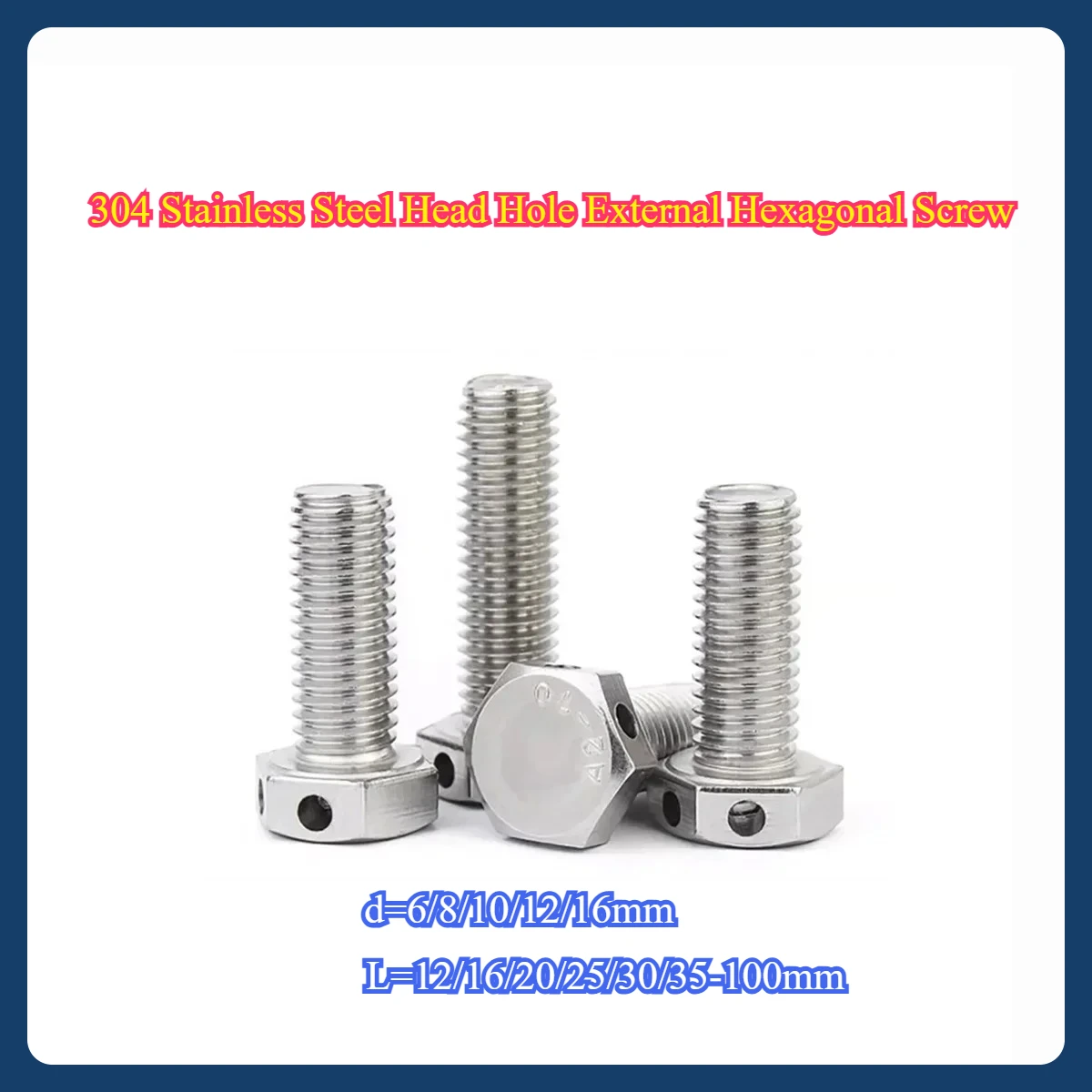 304 Stainless Steel Head Hole External Hexagonal Screw / With Hole Bolt Safety Hole Screw M6-M16
304 Stainless Steel Head Hole External Hexagonal Screw / With Hole Bolt Safety Hole Screw M6-M16