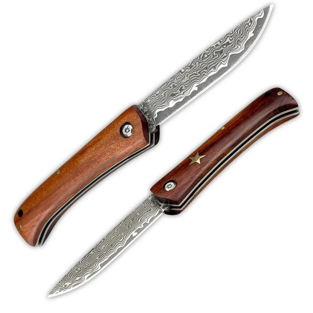 Exquisite Outdoor Folding Pocket Knife Damascus Steel Blade Red Sandalwood Handle EDC Peeling Tool Survival Knives
Exquisite Outdoor Folding Pocket Knife Damascus Steel Blade Red Sandalwood Handle EDC Peeling Tool Survival Knives