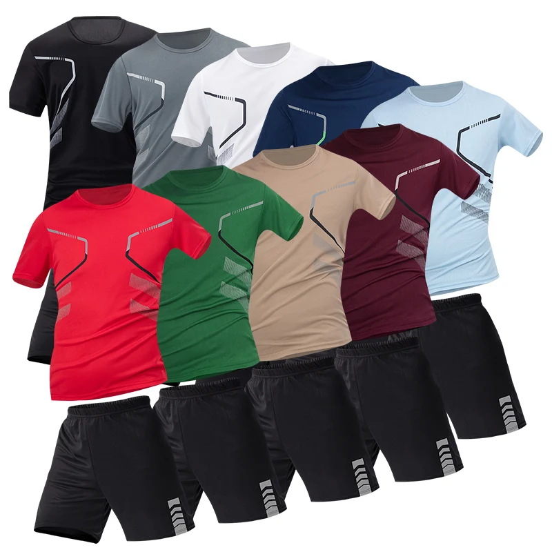 2-Pcs Men's Short Sleeved Sports Suit Summer Printed T-Shirt Solid Color Multifunctional Shorts Basic Youth Fashion Comfortable
2-Pcs Men's Short Sleeved Sports Suit Summer Printed T-Shirt Solid Color Multifunctional Shorts Basic Youth Fashion Comfortable