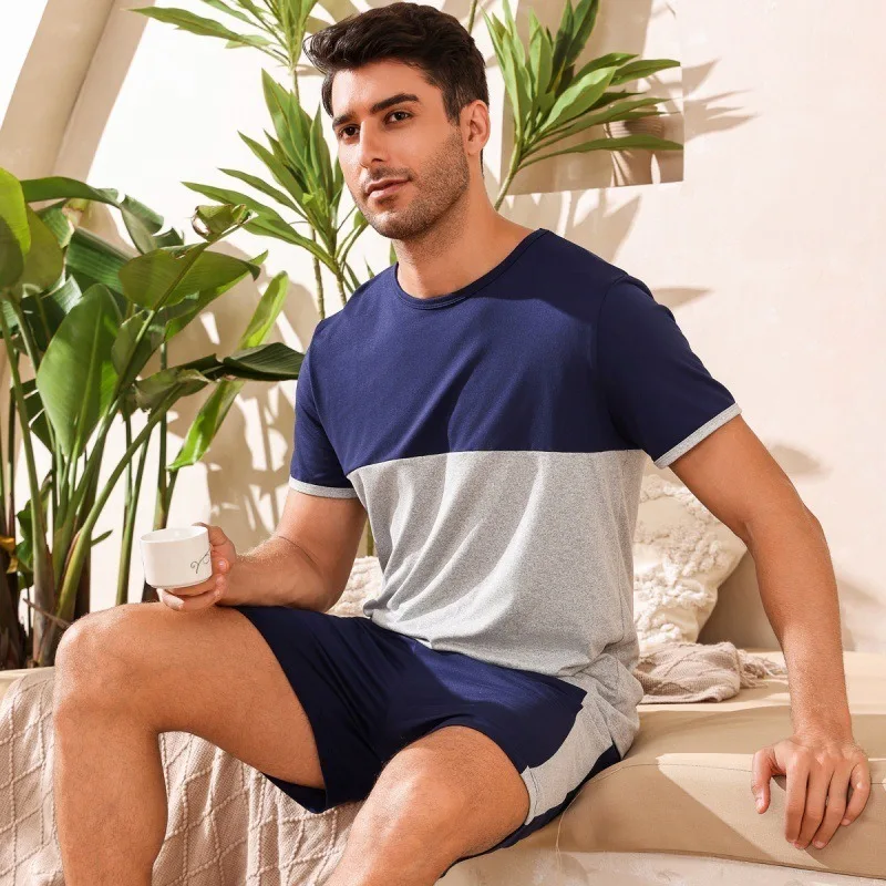 Men Pajama Set Simple Teen Spring Summer O-Neck Pullover Short Sleeve Shorts Loose Breathable Loungewear 2 Piece Set Sleepwear
Men Pajama Set Simple Teen Spring Summer O-Neck Pullover Short Sleeve Shorts Loose Breathable Loungewear 2 Piece Set Sleepwear