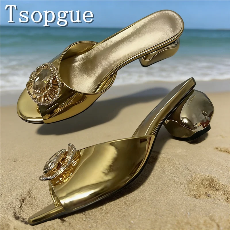 Summer New Ball Heel Slippers Luxury Design Sparkling Rhinestone Gem Buckle High Heel Mules for Wedding, Party
Summer New Ball Heel Slippers Luxury Design Sparkling Rhinestone Gem Buckle High Heel Mules for Wedding, Party