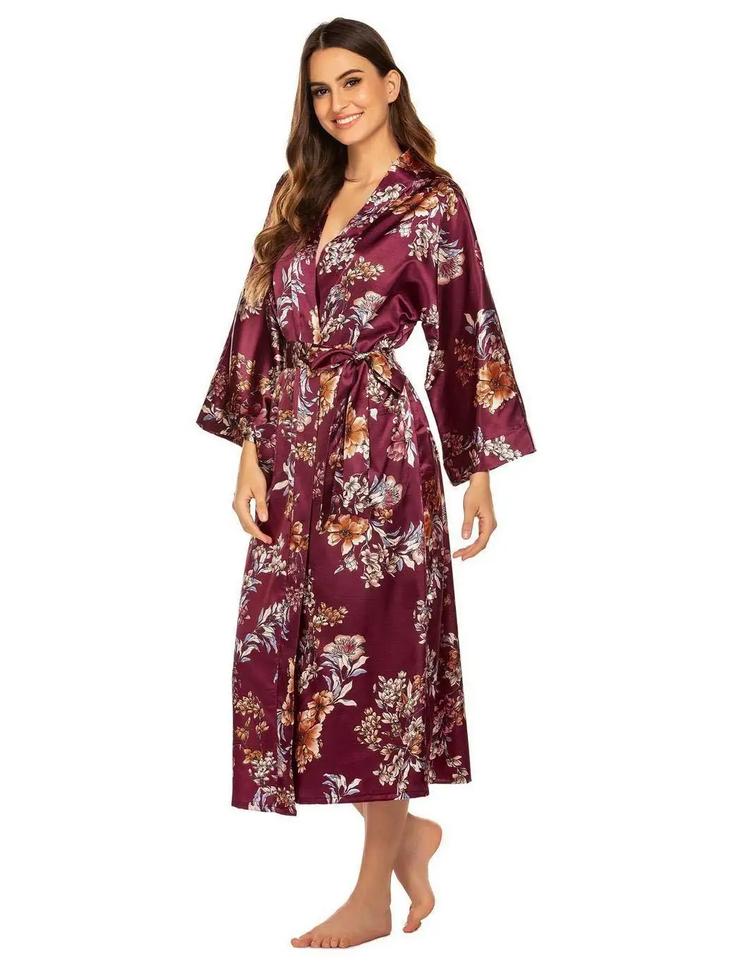 Womens Robe V-Neck Floral Silk Satin Kimono Bathrobe with Belt Silk Bridesmaid Robes Sexy Robe Satin Robes Ladies Dressing Gowns
Womens Robe V-Neck Floral Silk Satin Kimono Bathrobe with Belt Silk Bridesmaid Robes Sexy Robe Satin Robes Ladies Dressing Gowns