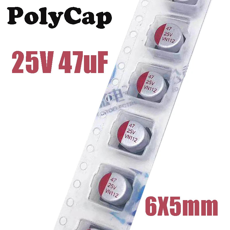 25V47UF 6X5mm PolyCap SMD Solid state capacitor 47uf 25V VN112
25V47UF 6X5mm PolyCap SMD Solid state capacitor 47uf 25V VN112