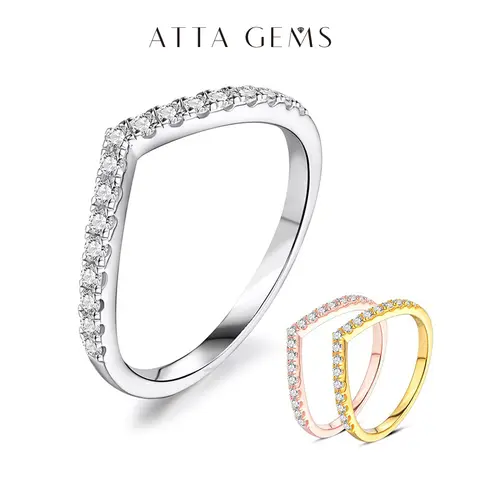 Atagems Moissanite Cincin Berlian Perhiasan Wanita Cincin Pertunangan 925 Perak Murni Perhiasan Pernikahan Gelang Cincin Moissanite