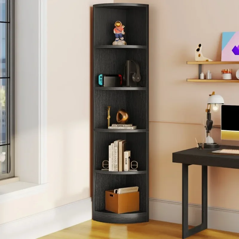 70.8" Corner Shelf, 5 Tier Corner Bookshelf and Bookcase, Modern Open Free Standing Shelving Unit Wooden Display Rack
70.8" Corner Shelf, 5 Tier Corner Bookshelf and Bookcase, Modern Open Free Standing Shelving Unit Wooden Display Rack