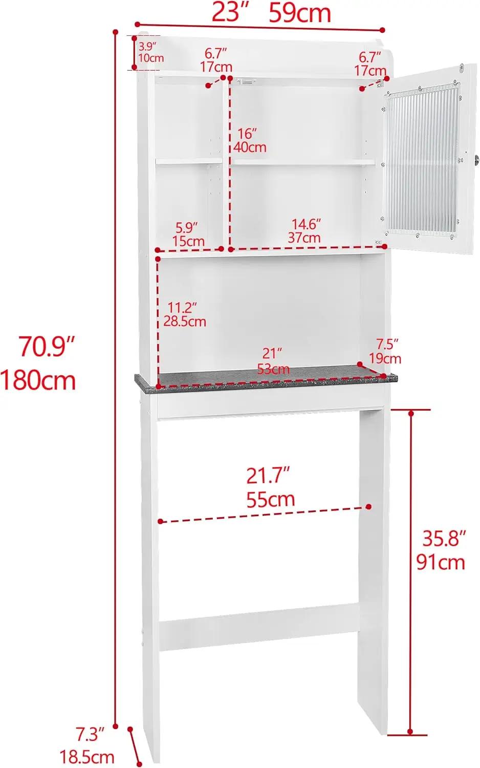 Over The Toilet Cabinet, Bathroom Organizer with Glass Door and Adjustable Shelves, Soft Shower caddy shelf Acrylic shelves
Over The Toilet Cabinet, Bathroom Organizer with Glass Door and Adjustable Shelves, Soft Shower caddy shelf Acrylic shelves
