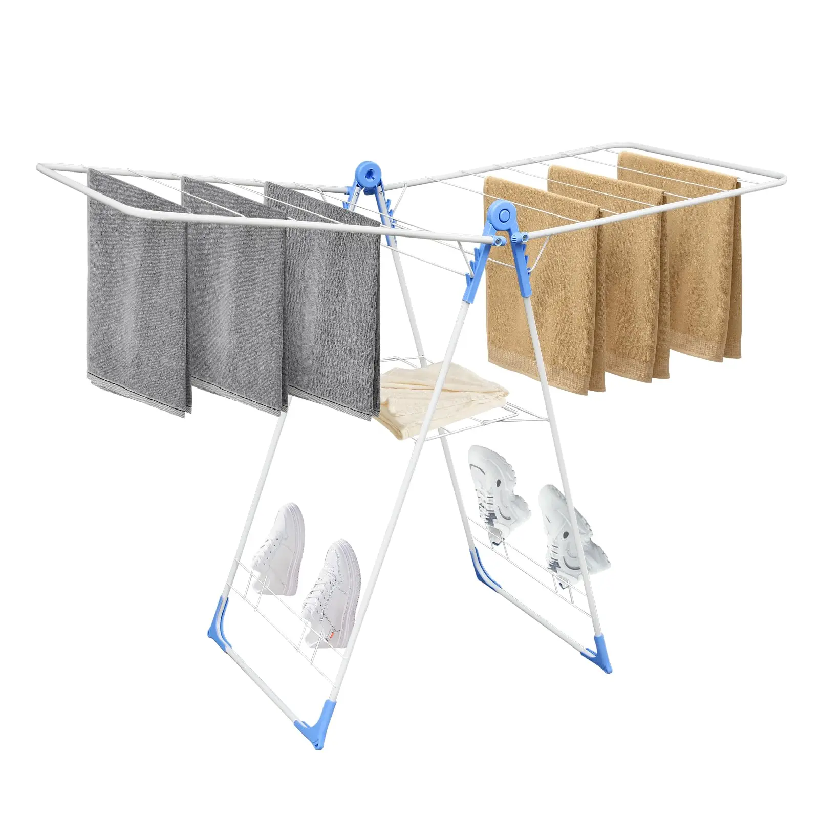 Adjustable Wing Folding Laundry Drying Rack With Integrated Shoe Shelf For Indoor And Outdoor Use
Adjustable Wing Folding Laundry Drying Rack With Integrated Shoe Shelf For Indoor And Outdoor Use