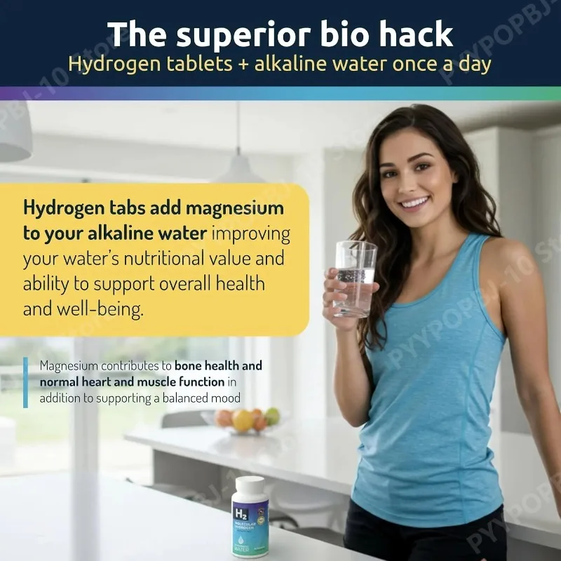 Hydrogen Water Tablets with Magnesium 12 PPM H2 Molecular Hydrogen Tablets for Drink Water Supports Energy 90 Tablets
Hydrogen Water Tablets with Magnesium 12 PPM H2 Molecular Hydrogen Tablets for Drink Water Supports Energy 90 Tablets