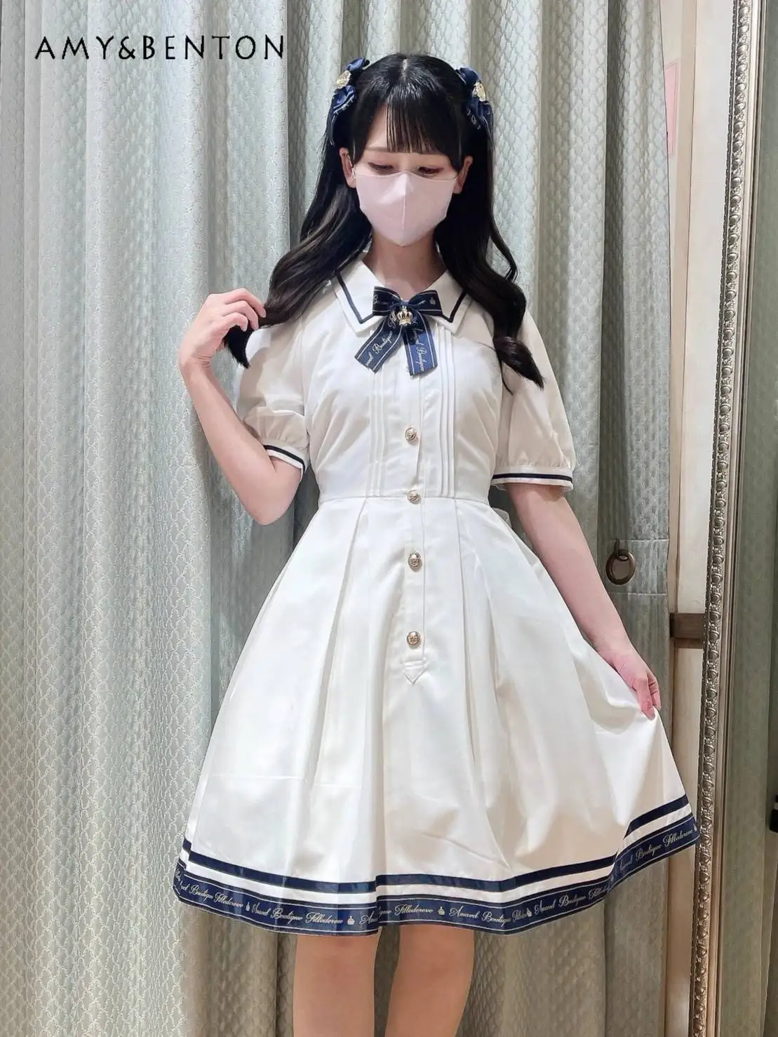 Japanese Sweet Cute Retro Dress for Women Preppy Style Bow Lapel Short Sleeve Slim Tutu Dresses High Waist A-line Summer Dress
Japanese Sweet Cute Retro Dress for Women Preppy Style Bow Lapel Short Sleeve Slim Tutu Dresses High Waist A-line Summer Dress
