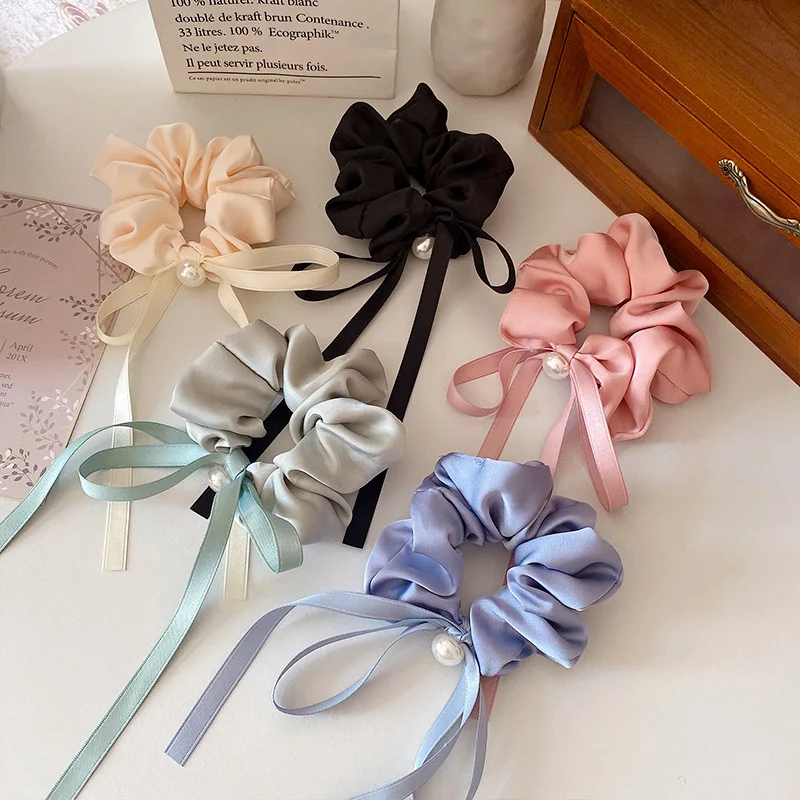 New Solid Scrunchies Hair Band For Girls Pearl Bow Ribbon Hair Ties Elastic Ponytail Holders Headband Accessories For Women
New Solid Scrunchies Hair Band For Girls Pearl Bow Ribbon Hair Ties Elastic Ponytail Holders Headband Accessories For Women