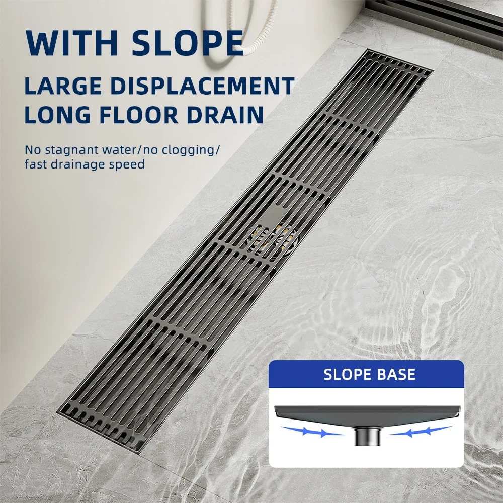 Bathroom Floor Drain with Copper Core,Gun Gray 304 Stainless Steel Shower Drain, Anti Odor Bathroom Drainage with Slope
Bathroom Floor Drain with Copper Core,Gun Gray 304 Stainless Steel Shower Drain, Anti Odor Bathroom Drainage with Slope