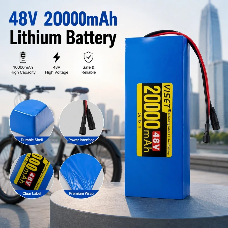2026 VISET 48V10-20Ah 18650 Li-ion battery with built-in BMS 250-1500W high-power battery EScooter Ebike Battery Pack charger
2026 VISET 48V10-20Ah 18650 Li-ion battery with built-in BMS 250-1500W high-power battery EScooter Ebike Battery Pack charger
