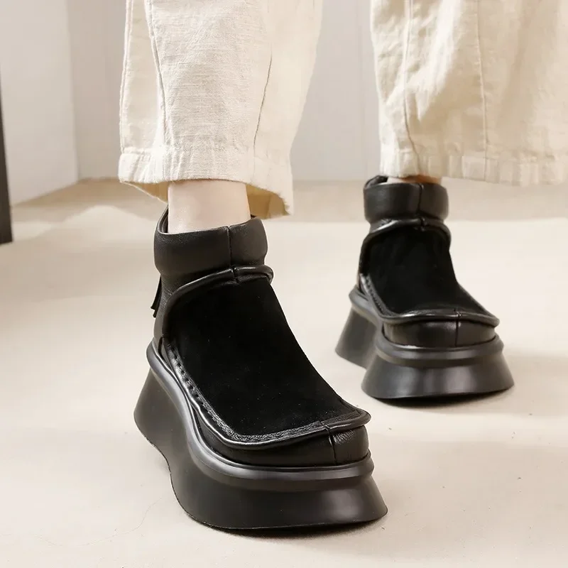 Birkuir Retro Flat Platform Women Short Boots Back Zip Luxury Genuine Leather Big Head Thick Heel Sewn Platform Ankle Boots
Birkuir Retro Flat Platform Women Short Boots Back Zip Luxury Genuine Leather Big Head Thick Heel Sewn Platform Ankle Boots