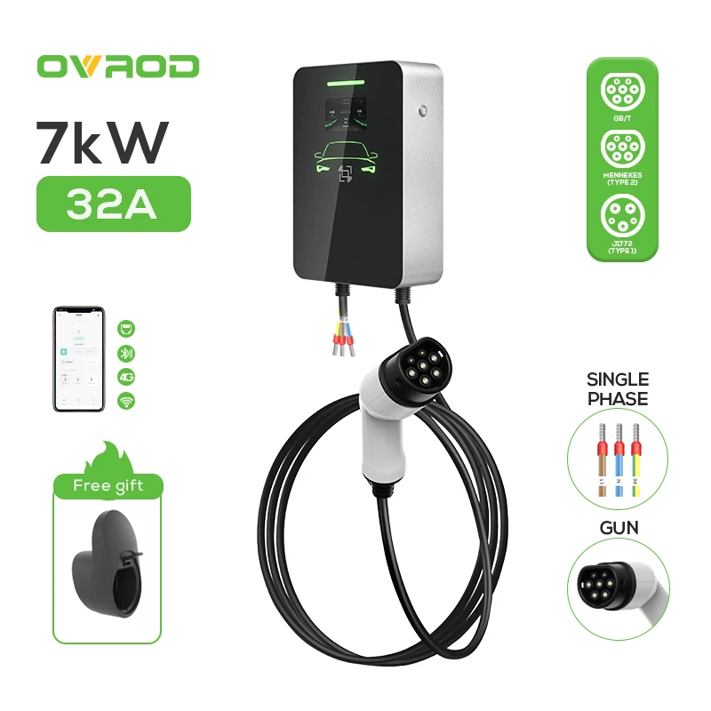 Ovrod 7KW AC Wall-Mounted Electric Car Charger Type 2 Single Phase 32A Home EV Charging Station bluetooth Wifi Control DLB 
Ovrod 7KW AC Wall-Mounted Electric Car Charger Type 2 Single Phase 32A Home EV Charging Station bluetooth Wifi Control DLB