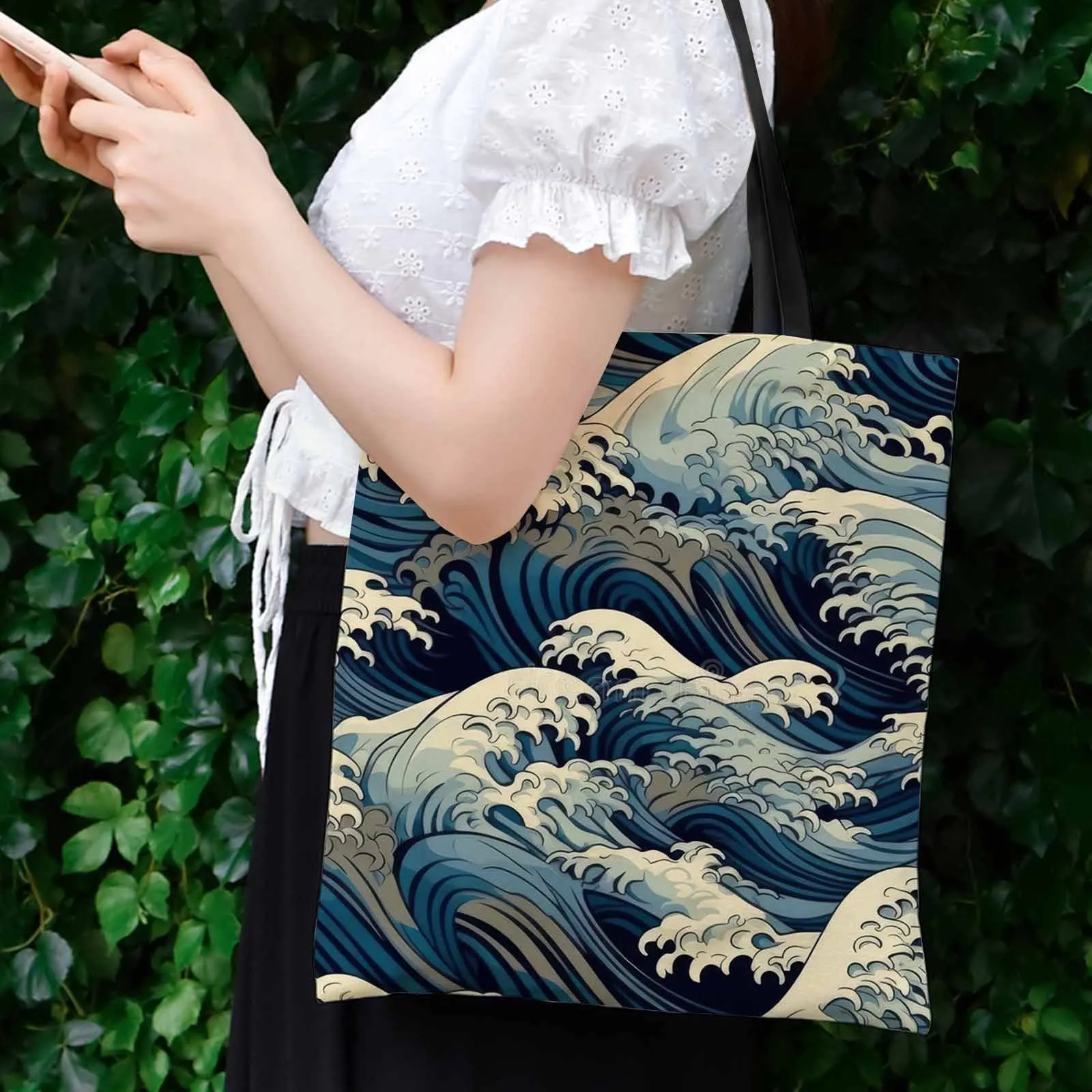 2026 Summer Ocean Wave Art Print Tote Bag, Traditional Japanese Style Blue Wave Pattern Eco Friendly Reusable Shopping Bag
2026 Summer Ocean Wave Art Print Tote Bag, Traditional Japanese Style Blue Wave Pattern Eco Friendly Reusable Shopping Bag