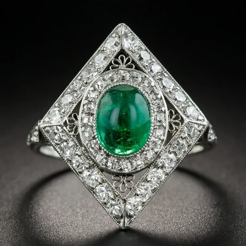 New in Classic Hollow out Retro Rhombus Shape Rings for Women Green Zircon Sliver Color Jewelry Ring Wedding Engagement Jewe
New in Classic Hollow out Retro Rhombus Shape Rings for Women Green Zircon Sliver Color Jewelry Ring Wedding Engagement Jewe