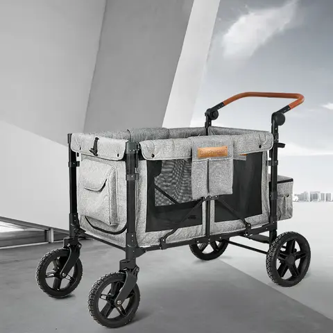 Baby camper van, a stroller suitable for four children, foldable, with a detachable sunshade, perfect for autumn outings