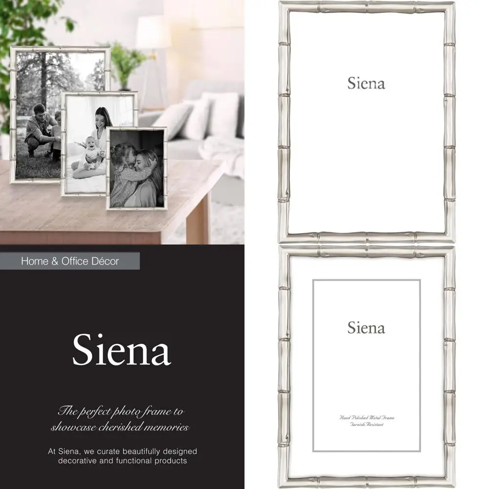 Silver 5x7 Metal Bamboo Picture Frame with Tarnish Resistant Finish for End Tables, Credenzas, Shelves, and Nightstands
Silver 5x7 Metal Bamboo Picture Frame with Tarnish Resistant Finish for End Tables, Credenzas, Shelves, and Nightstands