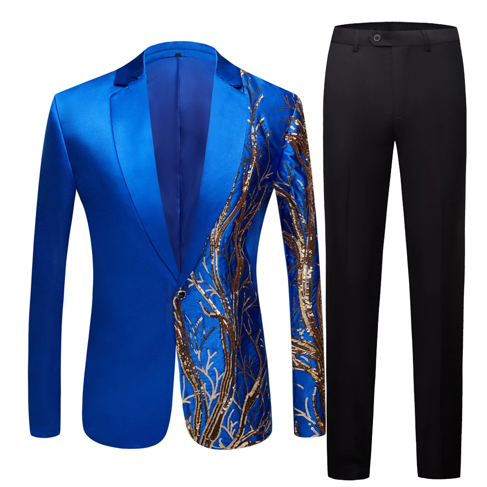 Men Suit Sequins Blazer Men's royal blue Club Party Singers Fit Suit Jacket Male Business Stage Shiny Costume Wedding Suits
Men Suit Sequins Blazer Men's royal blue Club Party Singers Fit Suit Jacket Male Business Stage Shiny Costume Wedding Suits