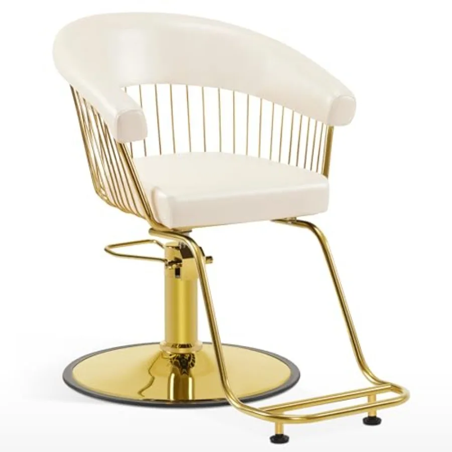 Hydraulic Salon Chair, GoldandBlackandWhite Classic Style Barber Chair for Hair Stylist, Iron Frame Beauty Spa Salon Styling Ch
Hydraulic Salon Chair, GoldandBlackandWhite Classic Style Barber Chair for Hair Stylist, Iron Frame Beauty Spa Salon Styling Ch