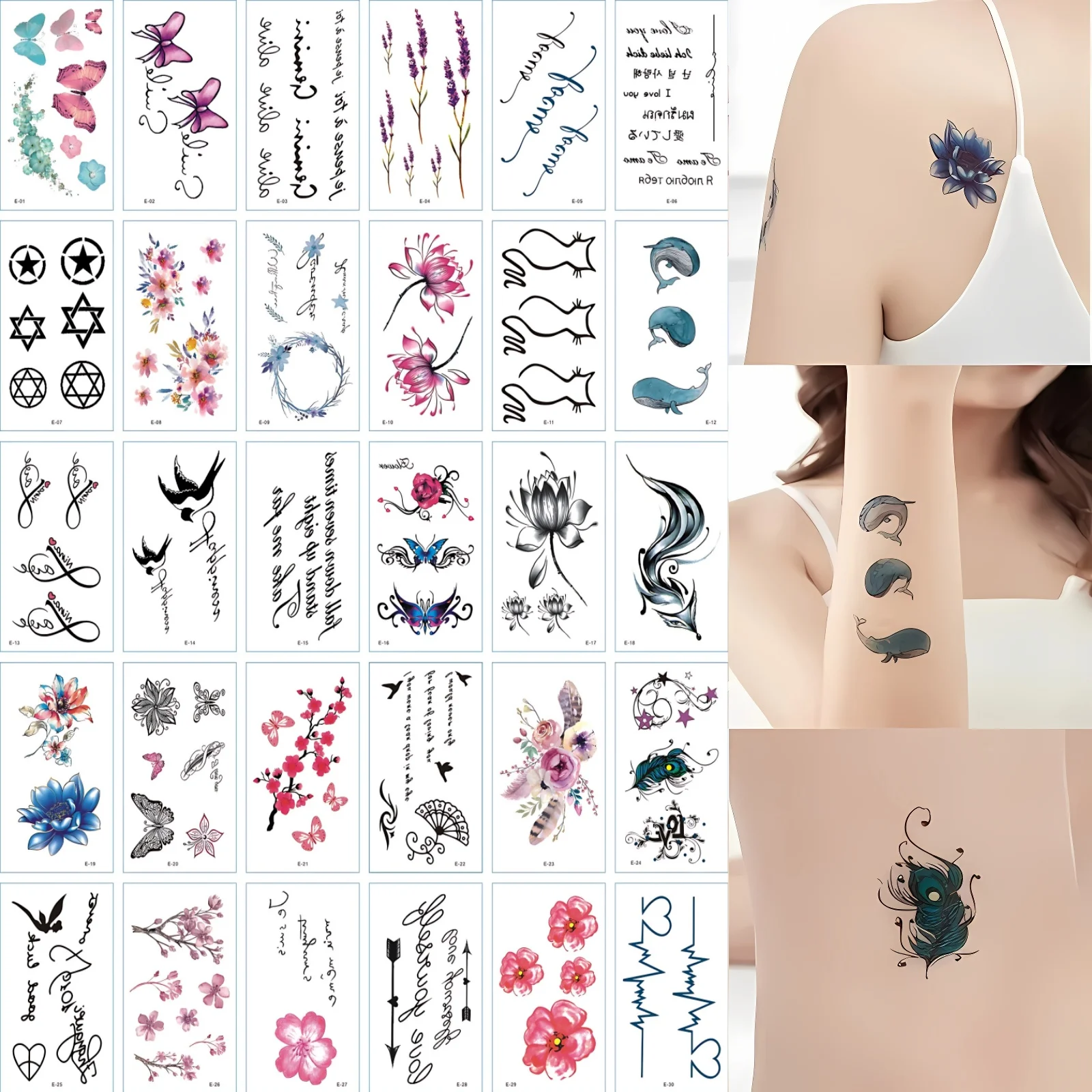 30pcs Fake Tatoo Waterproof for Women Girls Whale Fox Small Summer Tatoo Temporary Stickers Hands Finger Wrist Shoulder Tatuajes
30pcs Fake Tatoo Waterproof for Women Girls Whale Fox Small Summer Tatoo Temporary Stickers Hands Finger Wrist Shoulder Tatuajes