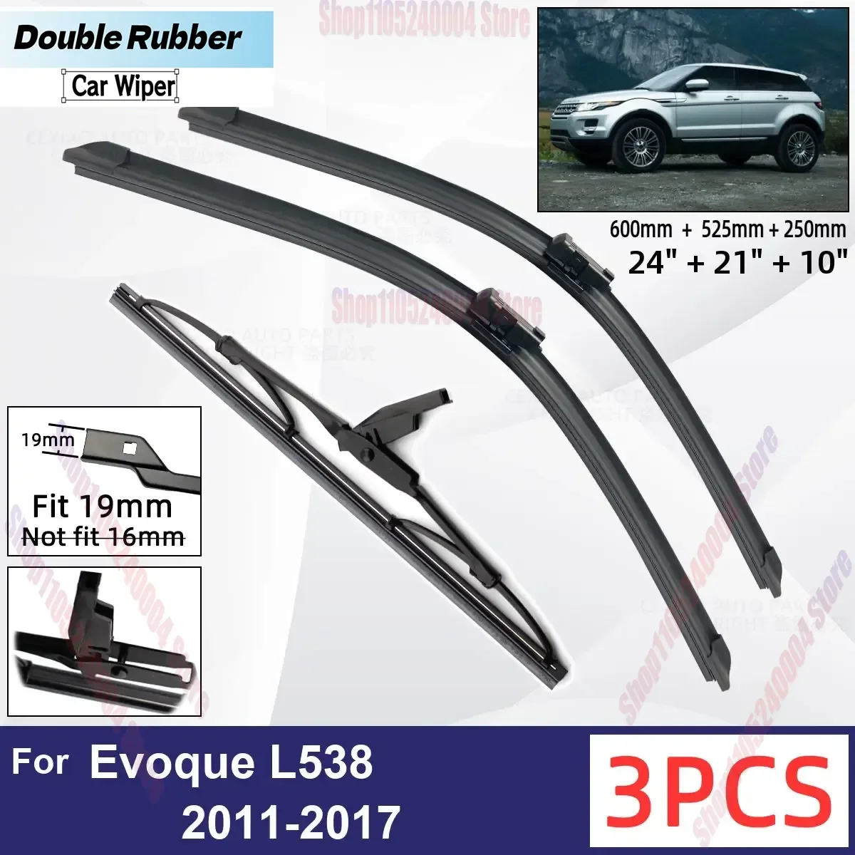 For LAND ROVER Evoque L538 2011-2017 Auto Windshield Front Rear Wiper Blades Soft Rubber Windscreen Wipers 24 21 10 2016
For LAND ROVER Evoque L538 2011-2017 Auto Windshield Front Rear Wiper Blades Soft Rubber Windscreen Wipers 24 21 10 2016