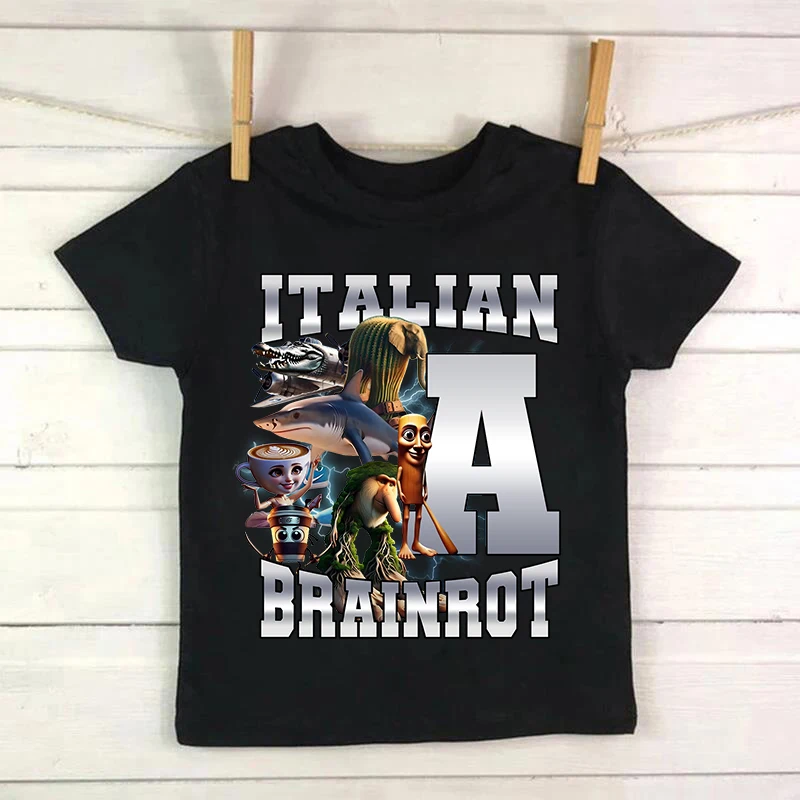 Italian Brainrot Kids Summer Cotton Tee Tung Tung Tung Sahur T-shirt Short Sleeve Clothing for Children Funny Meme Cute Top Gift
Italian Brainrot Kids Summer Cotton Tee Tung Tung Tung Sahur T-shirt Short Sleeve Clothing for Children Funny Meme Cute Top Gift