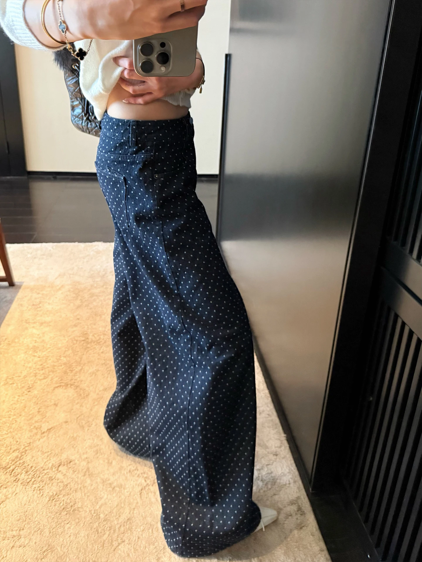 Polka Dot Wide Leg Casual Jeans Women's Spring Fashion Design Loose Fit Comfortable Breathable Cotton Blend Pants
Polka Dot Wide Leg Casual Jeans Women's Spring Fashion Design Loose Fit Comfortable Breathable Cotton Blend Pants