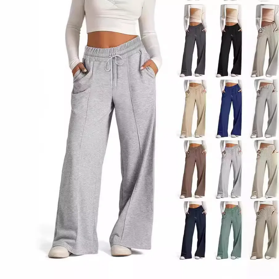 2025 Spring and Summer Solid Color Casual Wide-leg Drawstring Elastic Waist Sweatpants European Beautiful Woman Style
2025 Spring and Summer Solid Color Casual Wide-leg Drawstring Elastic Waist Sweatpants European Beautiful Woman Style
