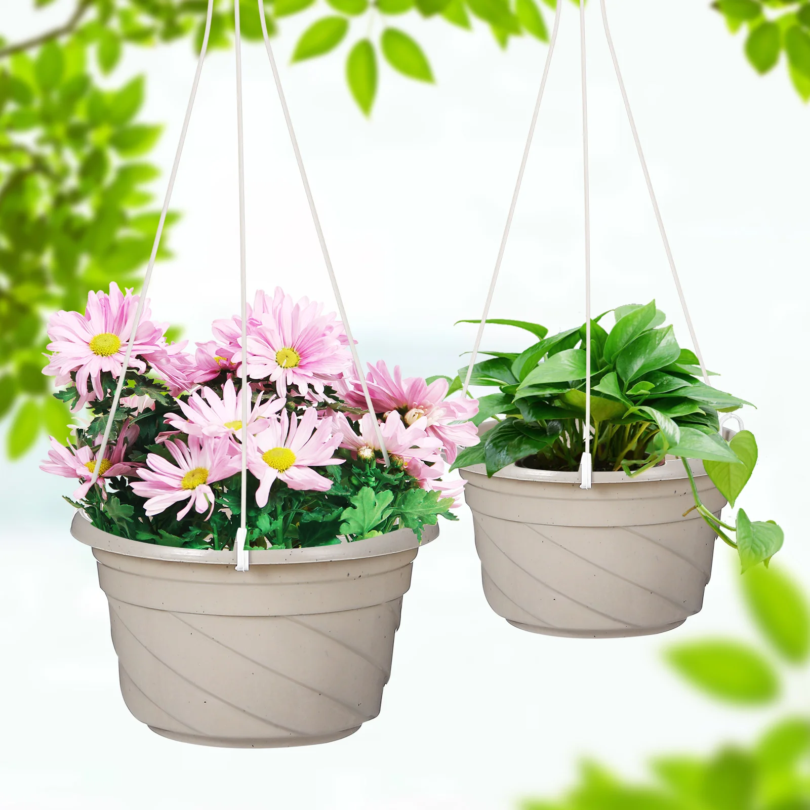 4pcs Hanging Planters PVC Lightweight Durable Drainage Hole Balcony Garden Planter pots Gray White
4pcs Hanging Planters PVC Lightweight Durable Drainage Hole Balcony Garden Planter pots Gray White