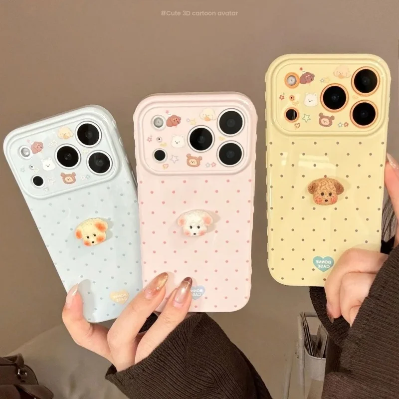 Korea Cute 3D solid puppy Polka Dot Phone Case for iPhone 17 16 15 13 12 11 14 Pro Max 16 cartoon Camera lens protect Cover
Korea Cute 3D solid puppy Polka Dot Phone Case for iPhone 17 16 15 13 12 11 14 Pro Max 16 cartoon Camera lens protect Cover 