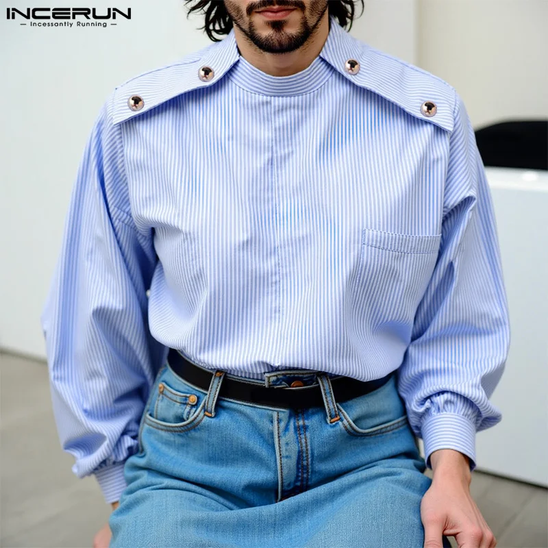 INCERUN Men's Striped Shirt Stand Collar Long Sleeve Casual Men Clothing Streetwear 2025 Pockets Fashion Oversize Male Shirts
INCERUN Men's Striped Shirt Stand Collar Long Sleeve Casual Men Clothing Streetwear 2025 Pockets Fashion Oversize Male Shirts