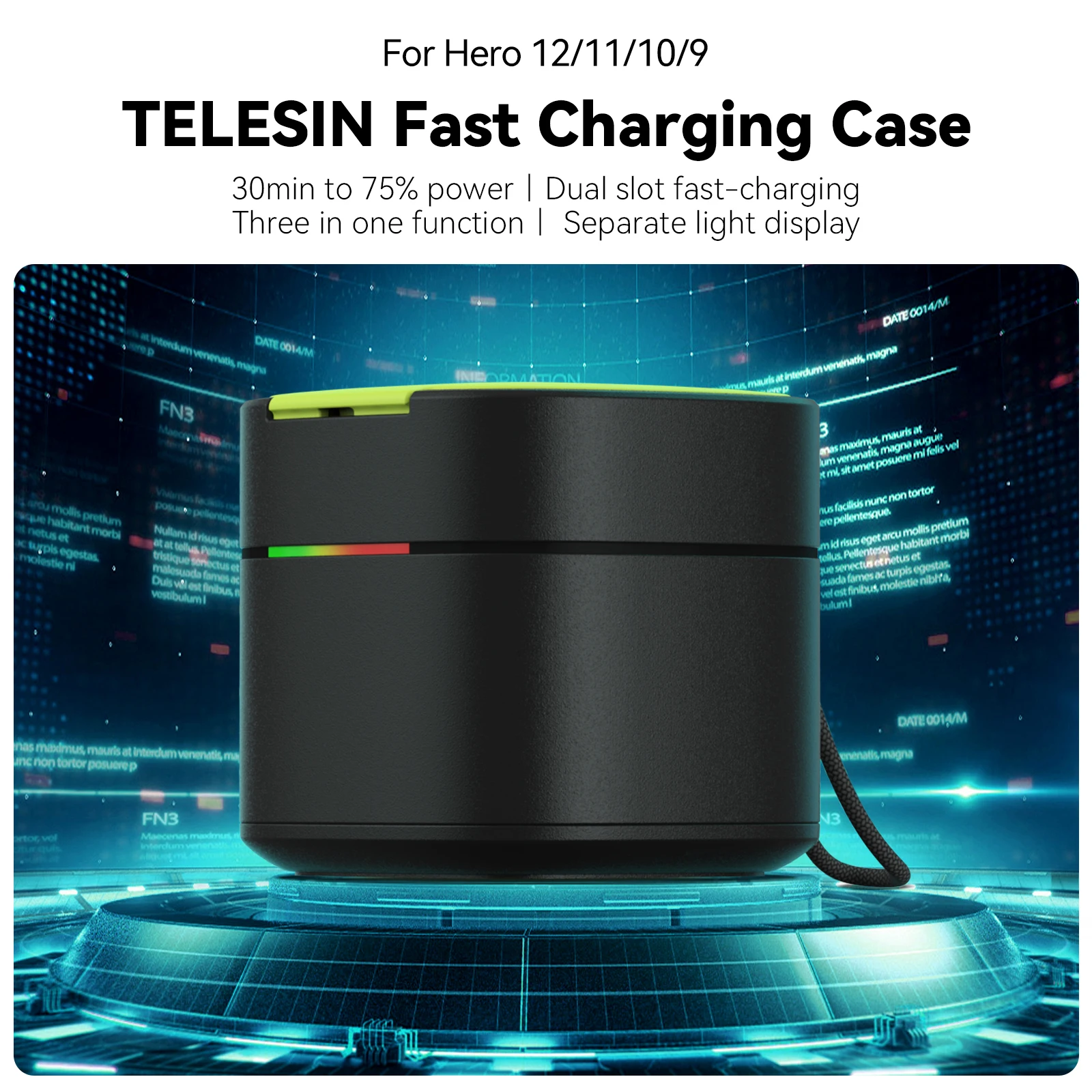 TELESIN Portable Fast Battery Charger for GoPro Hero 12/11/10/9 1750mAh Dual Bay Charger with TF Card Storage Slot
TELESIN Portable Fast Battery Charger for GoPro Hero 12/11/10/9 1750mAh Dual Bay Charger with TF Card Storage Slot