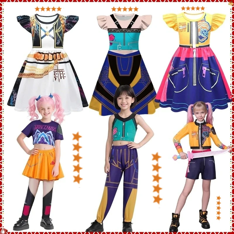 Movie K-Pop Rumi Mira Zoey Cosplay Costume Halloween Carnival Rumi Hunters 3D Printed Pattern Flying Sleeve Dress Up for Girl
Movie K-Pop Rumi Mira Zoey Cosplay Costume Halloween Carnival Rumi Hunters 3D Printed Pattern Flying Sleeve Dress Up for Girl