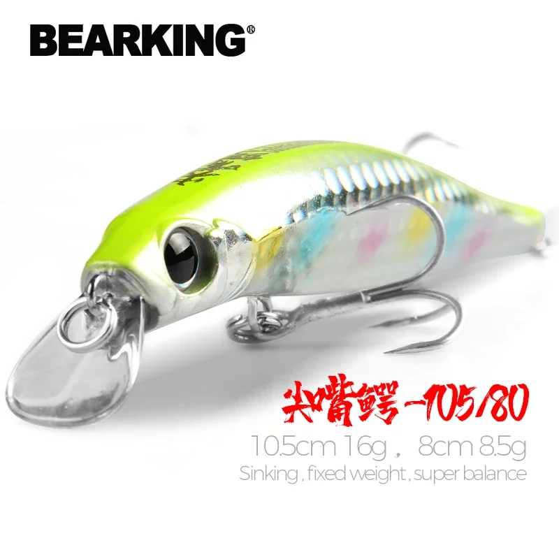 BEARKING 10.5cm 16g 8cm 8.5g Hot fishing gear shone sinking lures minnow crank fixed weight system wobbler bait isca artificial
BEARKING 10.5cm 16g 8cm 8.5g Hot fishing gear shone sinking lures minnow crank fixed weight system wobbler bait isca artificial
