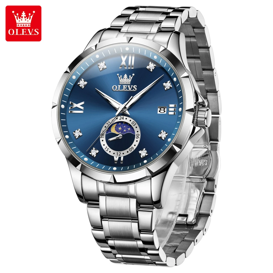 OLEVS 2956 Quartz Fashion Watch Gift Round-dial Stainless Steel Watchband Wristwatch Moon Phase Calendar Luminous
OLEVS 2956 Quartz Fashion Watch Gift Round-dial Stainless Steel Watchband Wristwatch Moon Phase Calendar Luminous