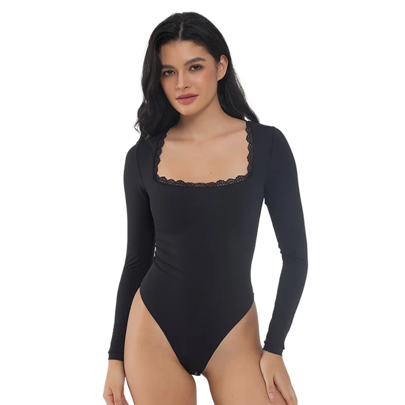 European American sexy lace edge square neck one-piece shapewear breathable slim fit slimming shaping triangle crotch jumpsuit
European American sexy lace edge square neck one-piece shapewear breathable slim fit slimming shaping triangle crotch jumpsuit