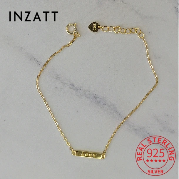 Женский позолоченный браслет INZATT, из настоящего серебра 925 пробы, с буквами на удачу, ювелирные украшения в минималистическом стиле для вечеринки, на подарок
Женский позолоченный браслет INZATT, из настоящего серебра 925 пробы, с буквами на удачу, ювелирные украшения в минималистическом стиле для вечеринки, на подарок