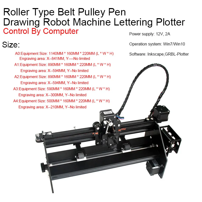 Roller Type Belt Pulley Pen Drawing Robot Machine Lettering Plotter ForSketching Writing RPP-UNO Motherboard Control By Computer
Roller Type Belt Pulley Pen Drawing Robot Machine Lettering Plotter ForSketching Writing RPP-UNO Motherboard Control By Computer