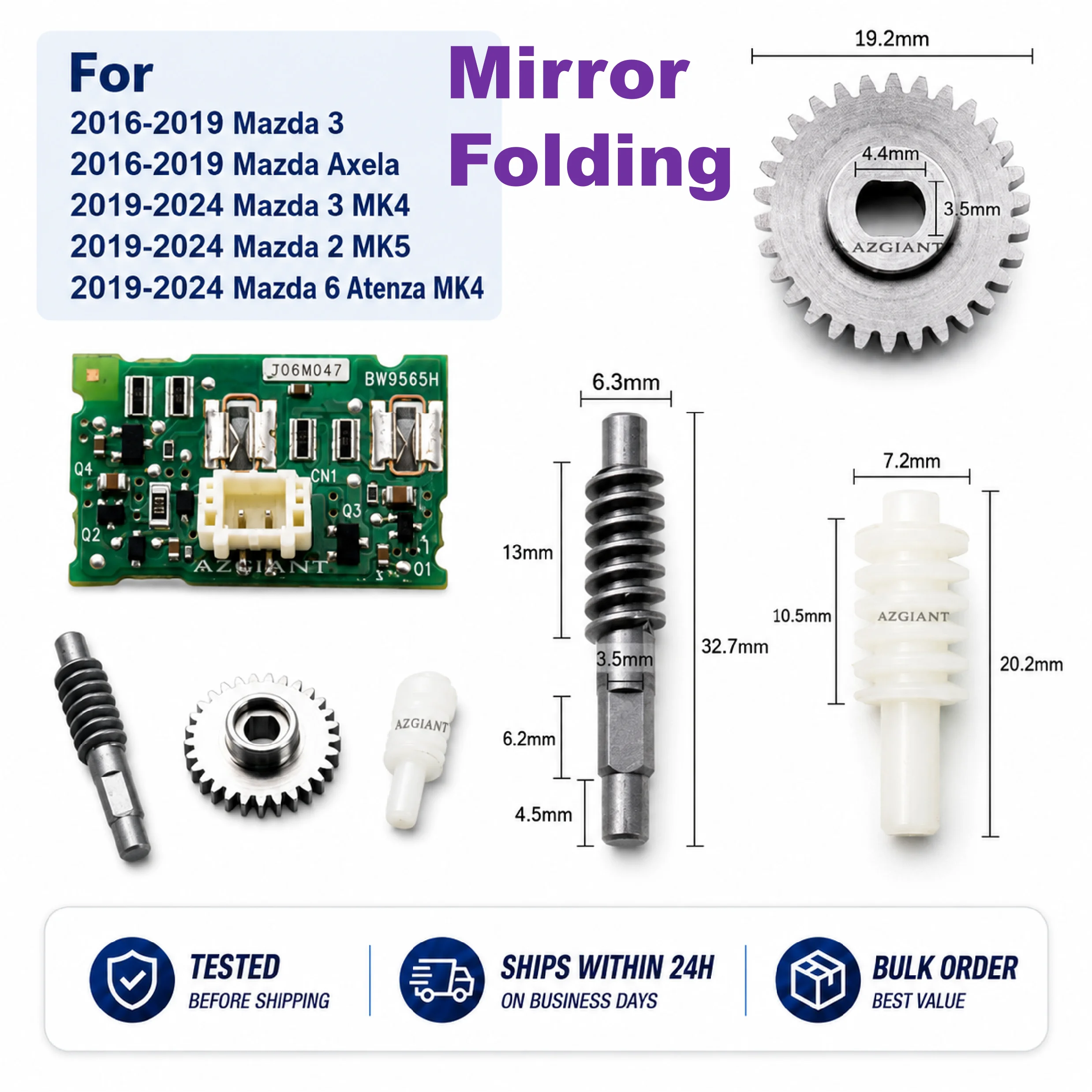 mirror folding motor gear for Mazda2 Mazda3 Mazda6 Axela rearview actuator parts side wing 30 Teeth
mirror folding motor gear for Mazda2 Mazda3 Mazda6 Axela rearview actuator parts side wing 30 Teeth