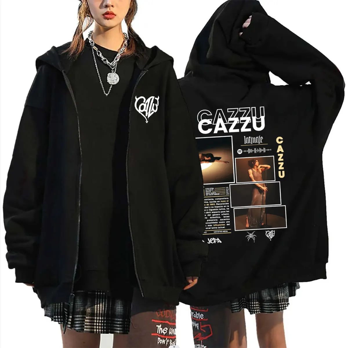 Latin Trap Cazzu Latinaje Tour 2026 Zipper Hoodie Men Women Fashion Pop Music Streetwear Unisex Casual Oversized Zip Up Jacket
Latin Trap Cazzu Latinaje Tour 2026 Zipper Hoodie Men Women Fashion Pop Music Streetwear Unisex Casual Oversized Zip Up Jacket
