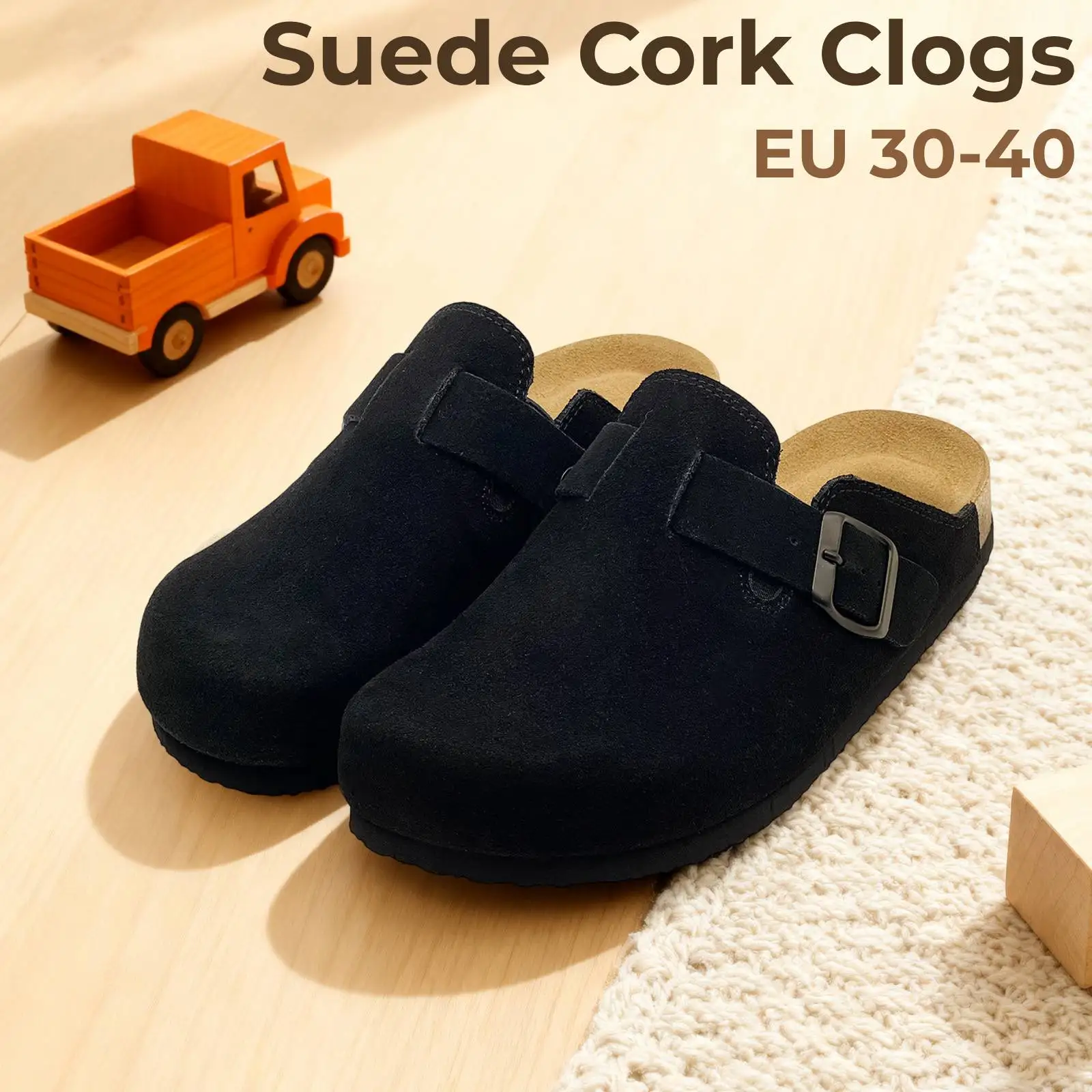 Kids Suede Clogs with Genuine Leather & Cork Footbed - Adjustable Buckle EVA Sole - Non-Slip Mules for Boys & Girls(EU 31-40)
Kids Suede Clogs with Genuine Leather & Cork Footbed - Adjustable Buckle EVA Sole - Non-Slip Mules for Boys & Girls(EU 31-40)