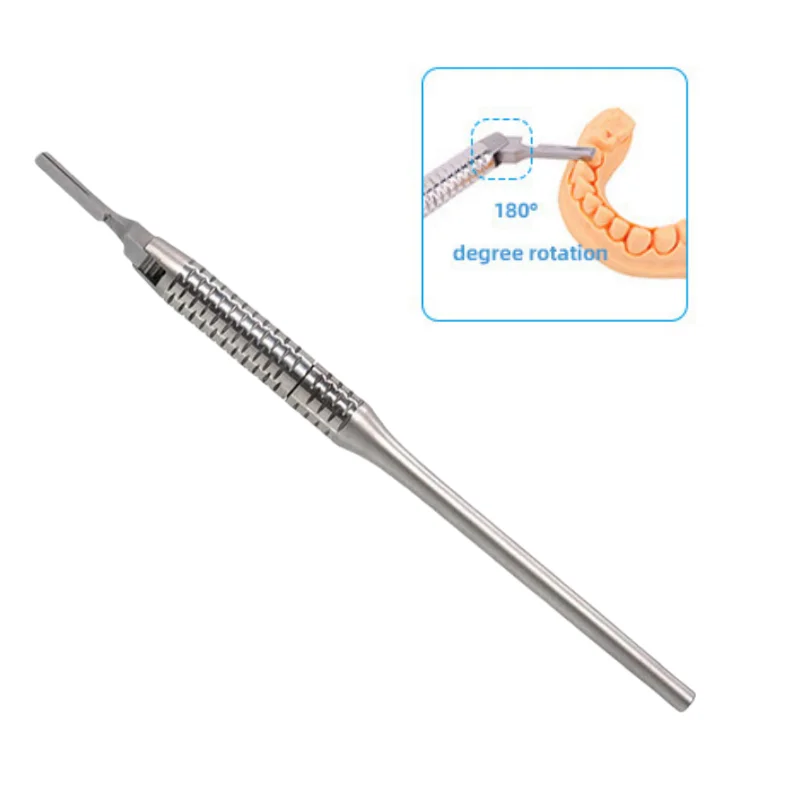 1 шт., регулируемая ручка стоматологического скальпеля 180 ° Вращающийся хирургический инструмент для полости рта из нержавеющей стали, автоклавируемый инструмент с круглой ручкой
1 шт., регулируемая ручка стоматологического скальпеля 180 ° Вращающийся хирургический инструмент для полости рта из нержавеющей стали, автоклавируемый инструмент с круглой ручкой