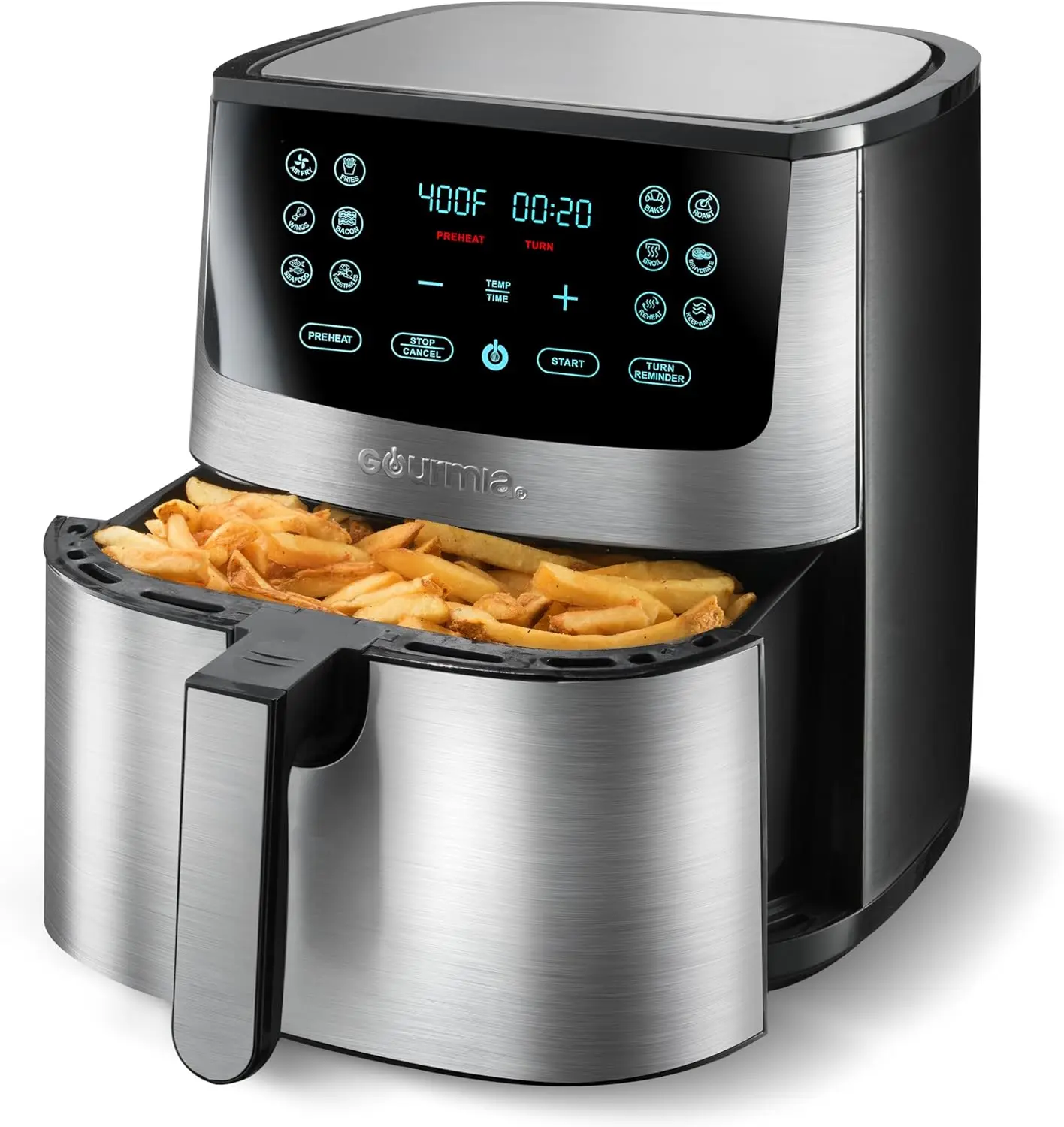 8 Quart Air Fryer Oven with 12 Presets, 1700W, XL Basket, Digital Display, Black Stainless Steel
8 Quart Air Fryer Oven with 12 Presets, 1700W, XL Basket, Digital Display, Black Stainless Steel