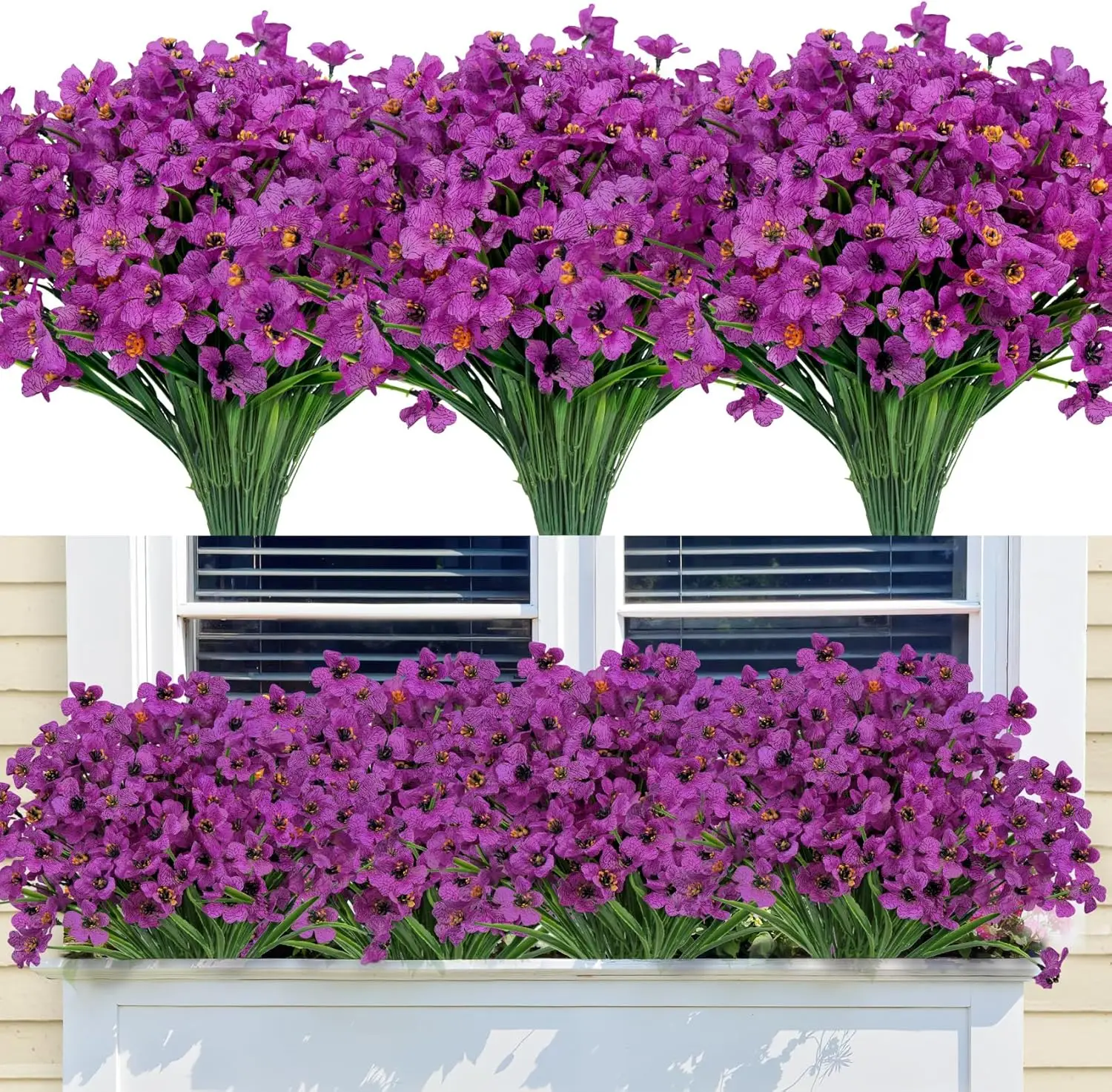 24 Bundles UV Resistant Purple Artificial Flowers for Outdoor Decor, Faux Silk Plants for Garden Porch Window Box
24 Bundles UV Resistant Purple Artificial Flowers for Outdoor Decor, Faux Silk Plants for Garden Porch Window Box