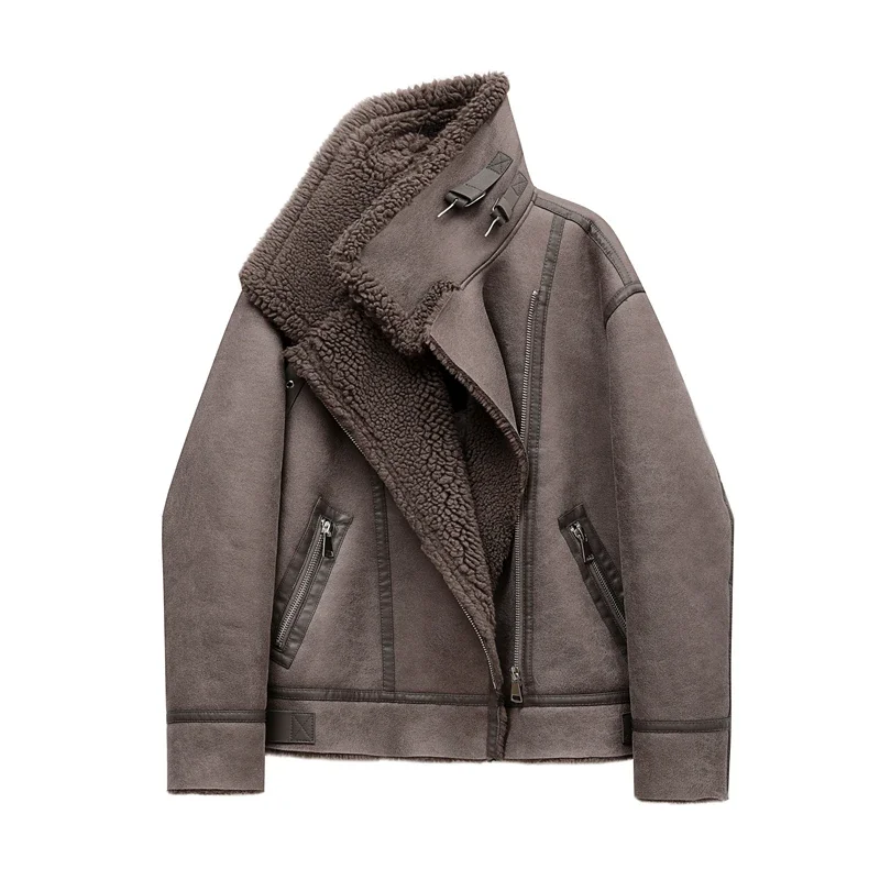 TRAF Jackets Zipper for Locomotive Autumn Winter New Women's Thickened Warm Double-sided Short Casual Jacket Women Brown Coat
TRAF Jackets Zipper for Locomotive Autumn Winter New Women's Thickened Warm Double-sided Short Casual Jacket Women Brown Coat
