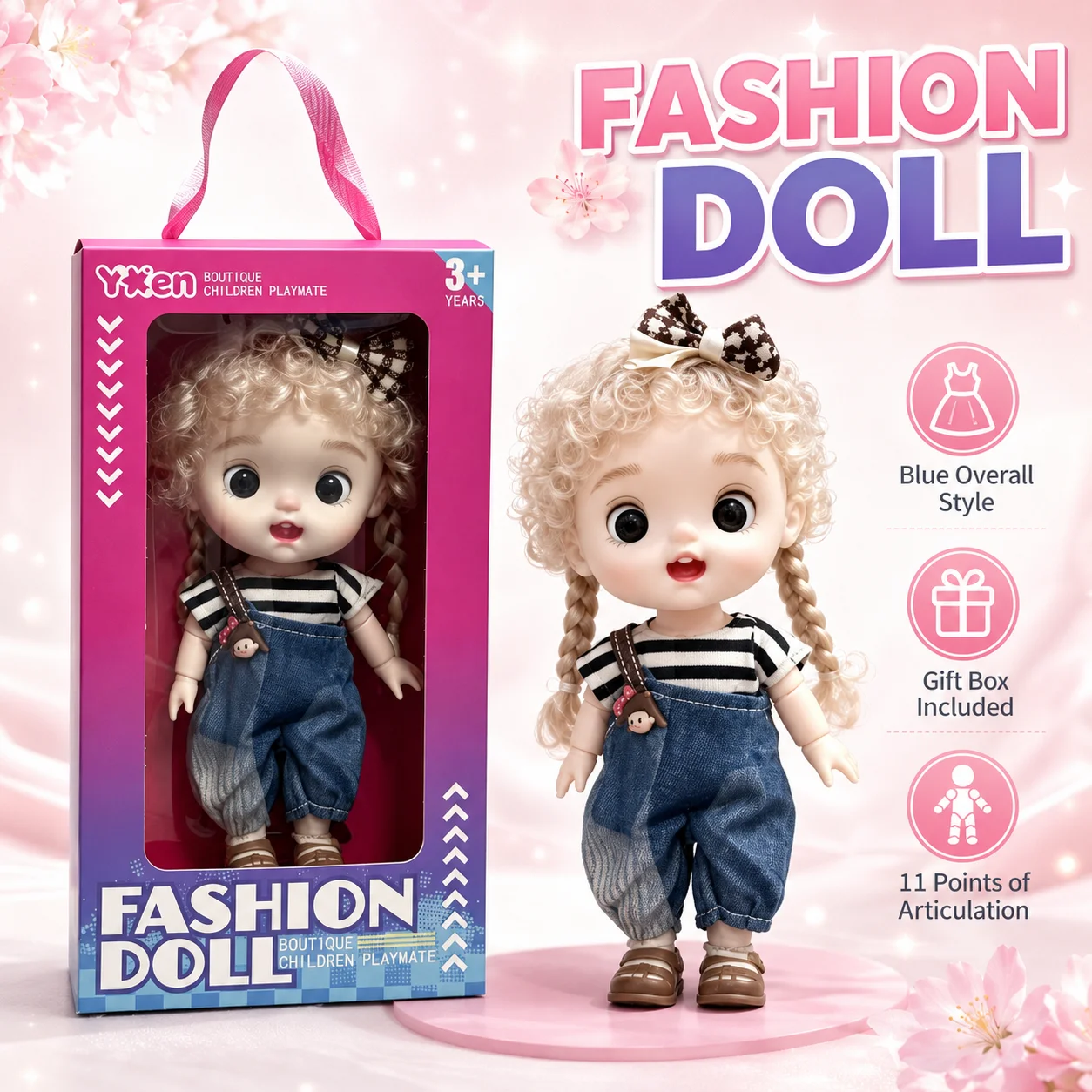 New cute doll designs, three shapes to choose from, 11 movable joints, cute girl toy, Christmas and birthday gifts
New cute doll designs, three shapes to choose from, 11 movable joints, cute girl toy, Christmas and birthday gifts